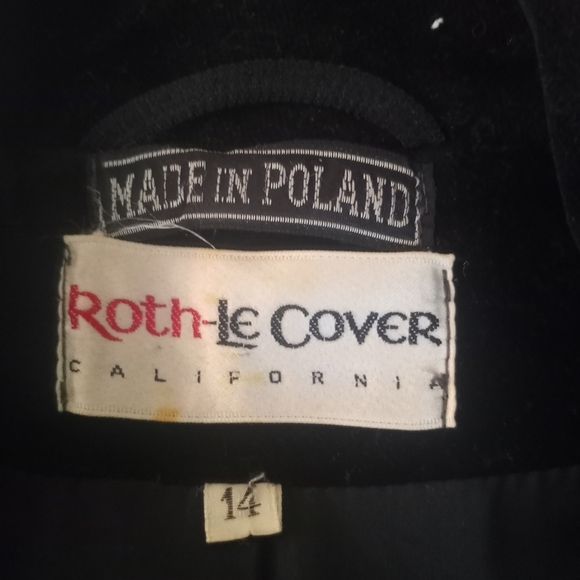 Roth Le Cover Vintage Whimsigoth Black Velvet Blazer Front Slanted Pockets L - Picture 7 of 10